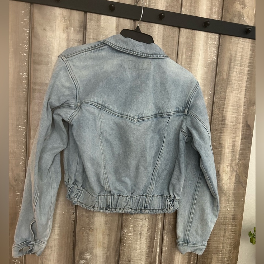 BLANKNYC Cropped Elastic Waist Denim Bomber Trucker Jacket, XS - Picture 10 of 10